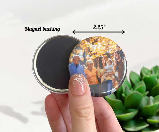 Custom Photo Magnet/Pin – Round (Set of 3+)
