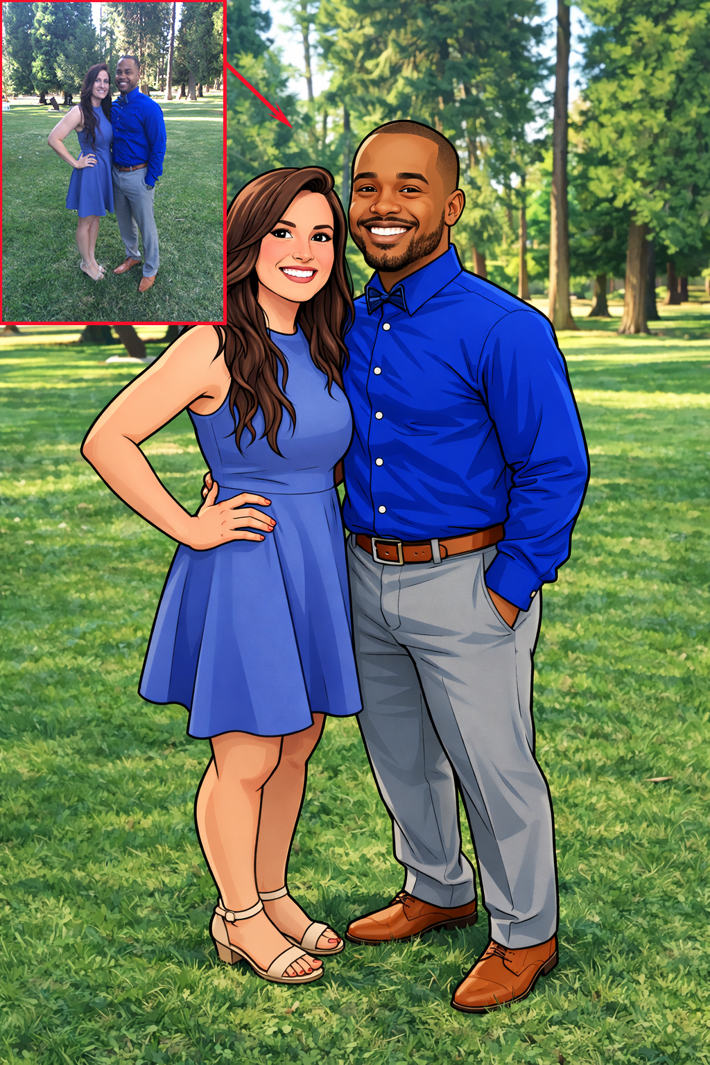 Custom Cartoon Portrait - Personalized Magnet or Pin